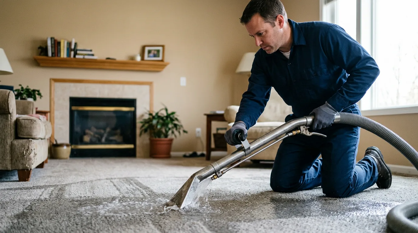 Water damage restoration technician working near Mio, MI